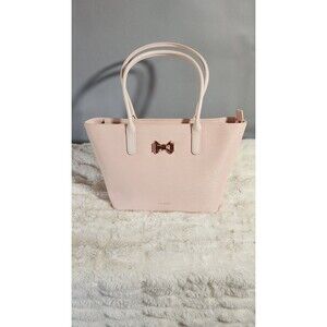 Ted Baker Purse Womens Baby Pink Curved Bow Small Leather Tote Shopper Hand Bag